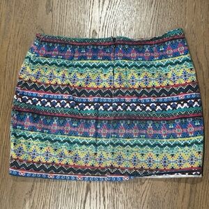 KOUM Multicolor Tribal Geometric Mini Skirt – Size G (Large Equivalent)
